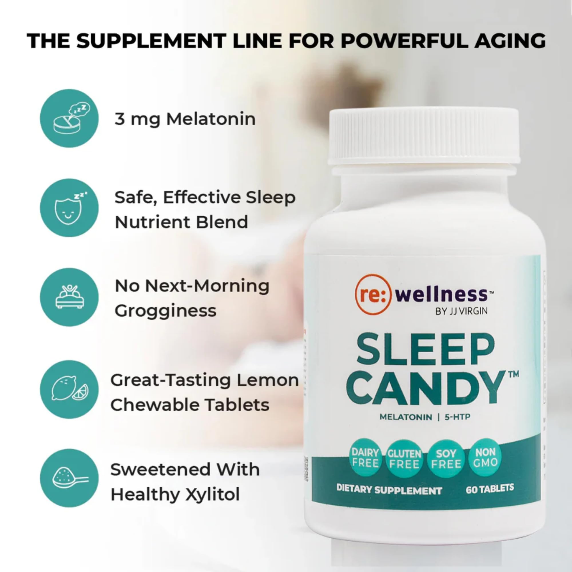 Reignite Wellness Sleep Candy ingredients list showing inositol and vitamin B6 benefits.