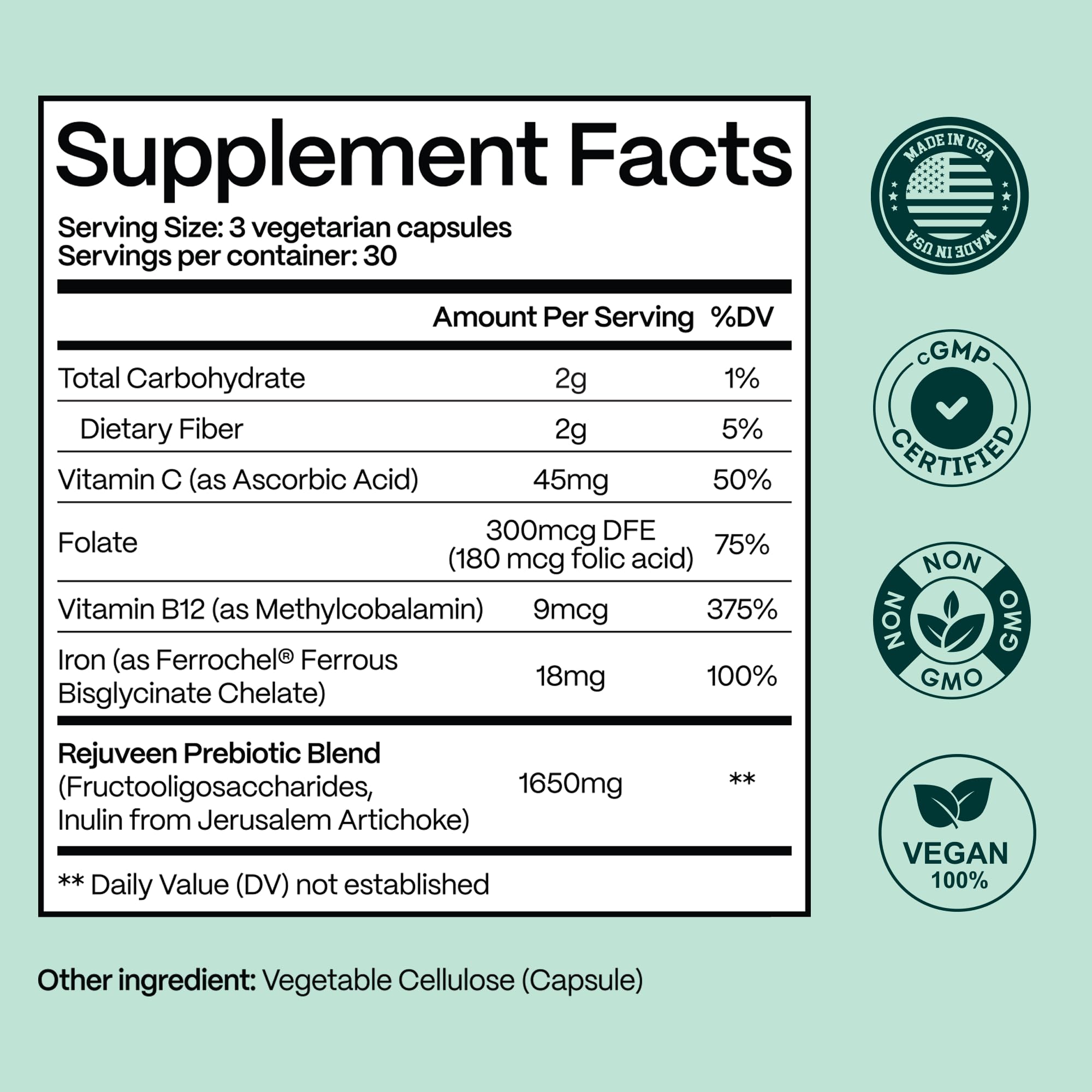 Rejuveen Previtalean scoop in bottle demonstrating convenient daily dosing.
