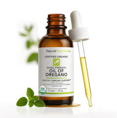 Rejuvenaturals Oil of Oregano 1oz bottle shows premium organic oregano for wellness routines.