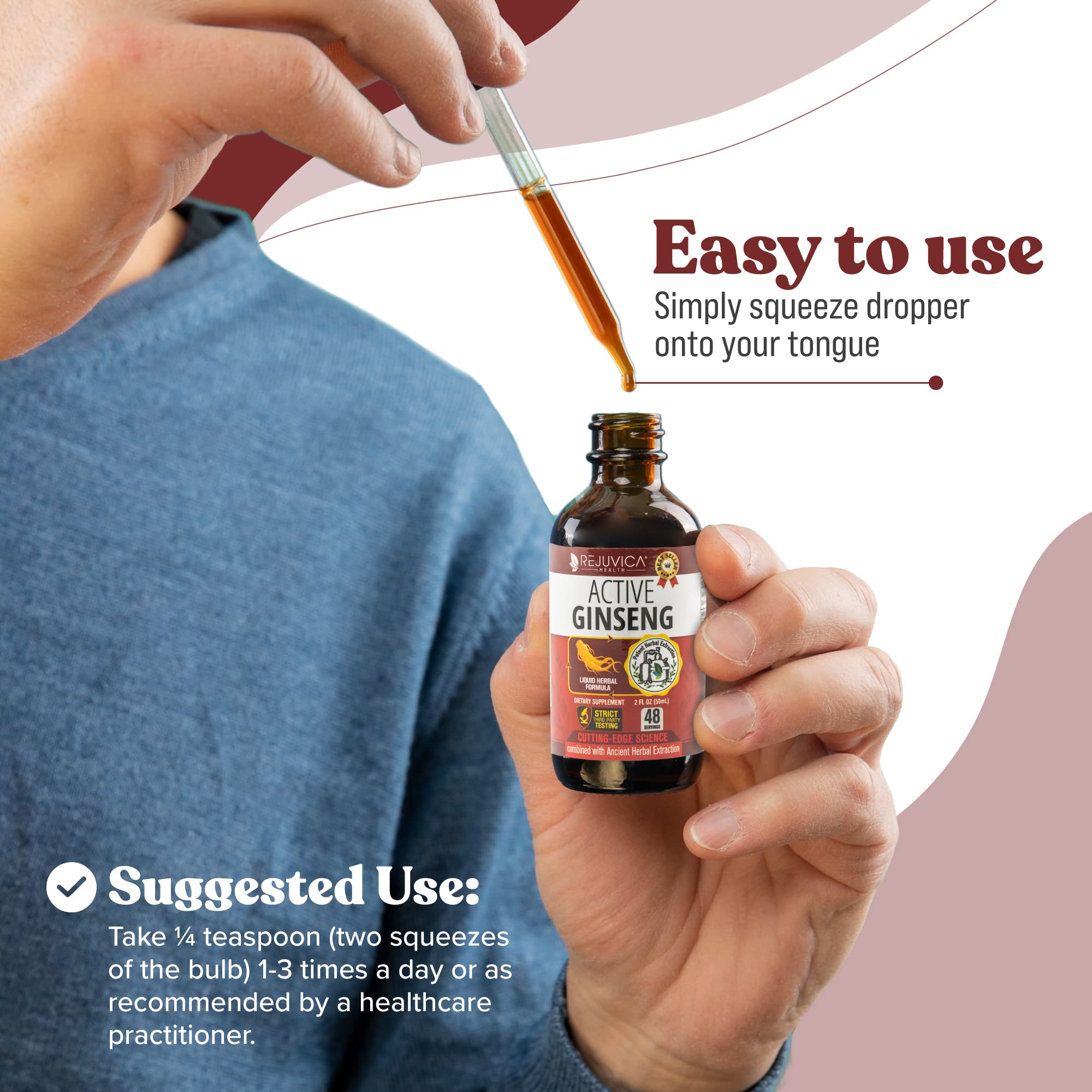Rejuvica Health Active Ginseng alcohol-free process preserves delicate ingredients.