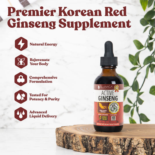 Rejuvica Health Active Ginseng dropper ready for quick use.