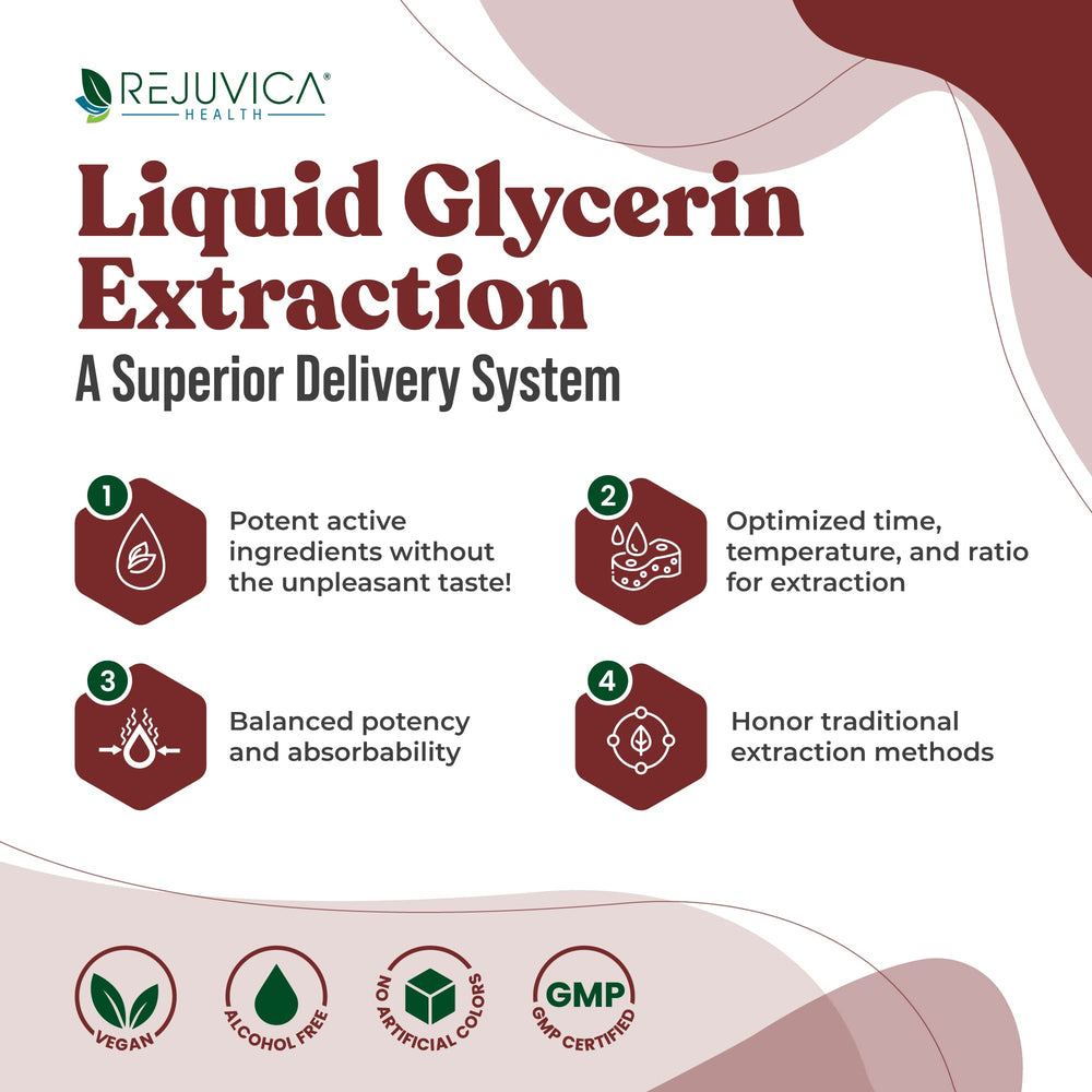 Rejuvica Health Active Ginseng liquid in amber bottle highlighting fast absorption.