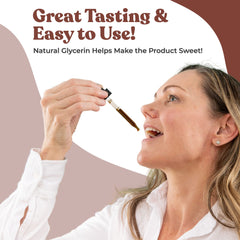 Close-up of dropper applying Rejuvica Active Iodine Drops on tongue