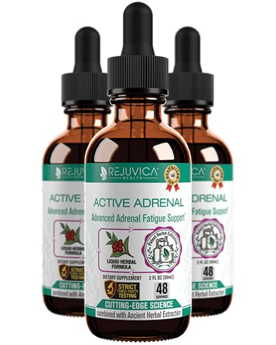 Rejuvica Health Active Adrenal bottle and dropper for simple, alcohol-free dosing.