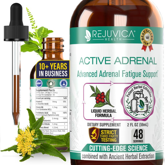 Rejuvica Health Active Adrenal bottle for daily adrenal support with natural ingredients