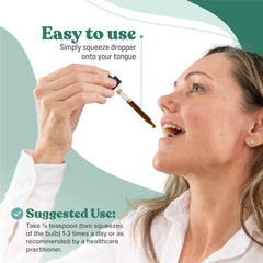 Liquid formula bottle shows convenient, fast-acting delivery by Rejuvica Health Active Adrenal.