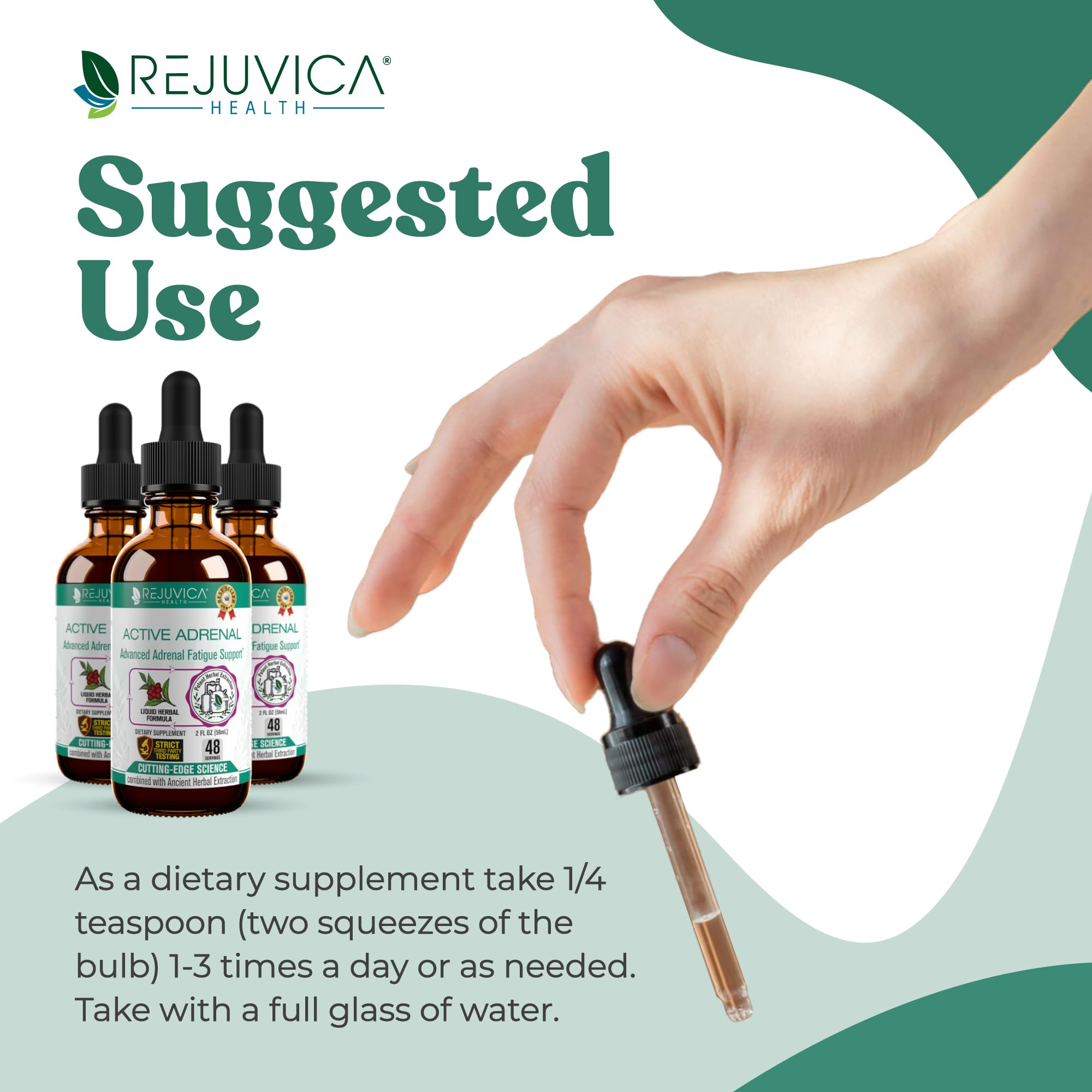 Close view highlights the tincture's pleasant taste and easy administration—no water needed