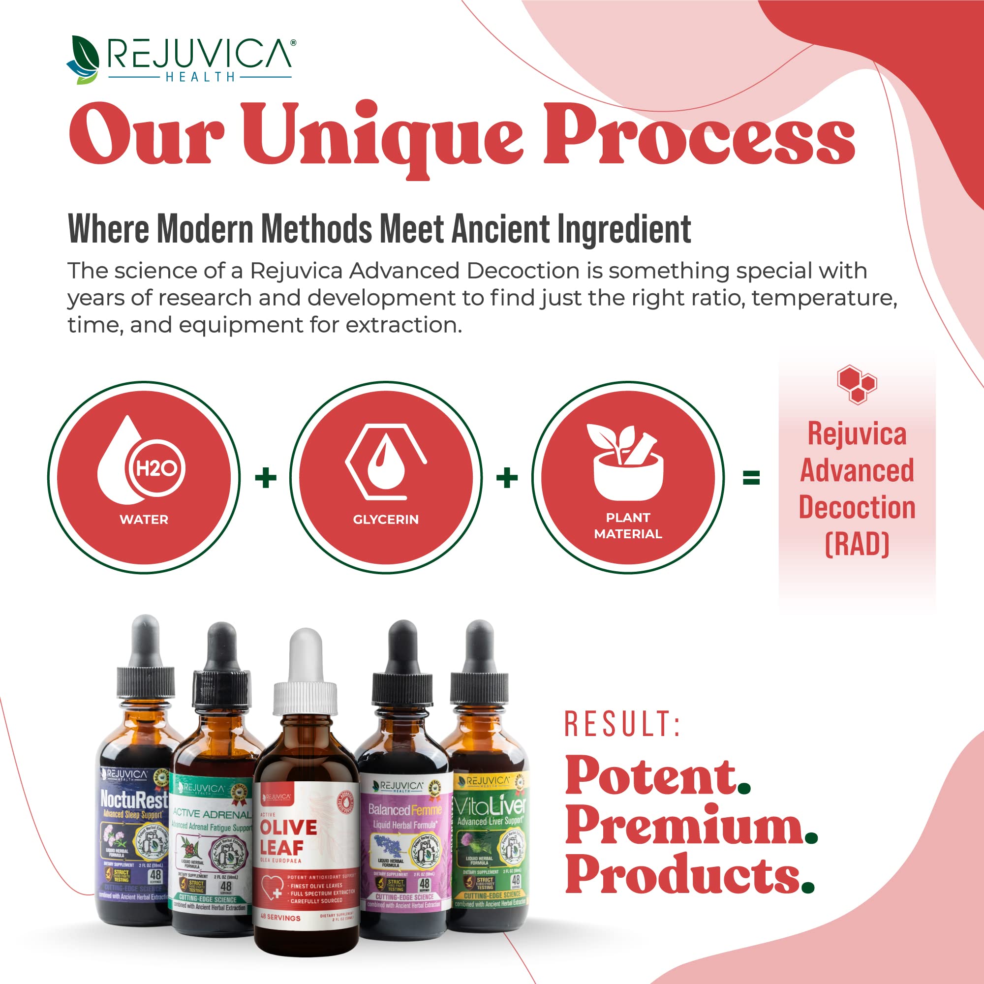 Rejuvica Health Active Olive Leaf Drops amber liquid ideal for quick dosing.