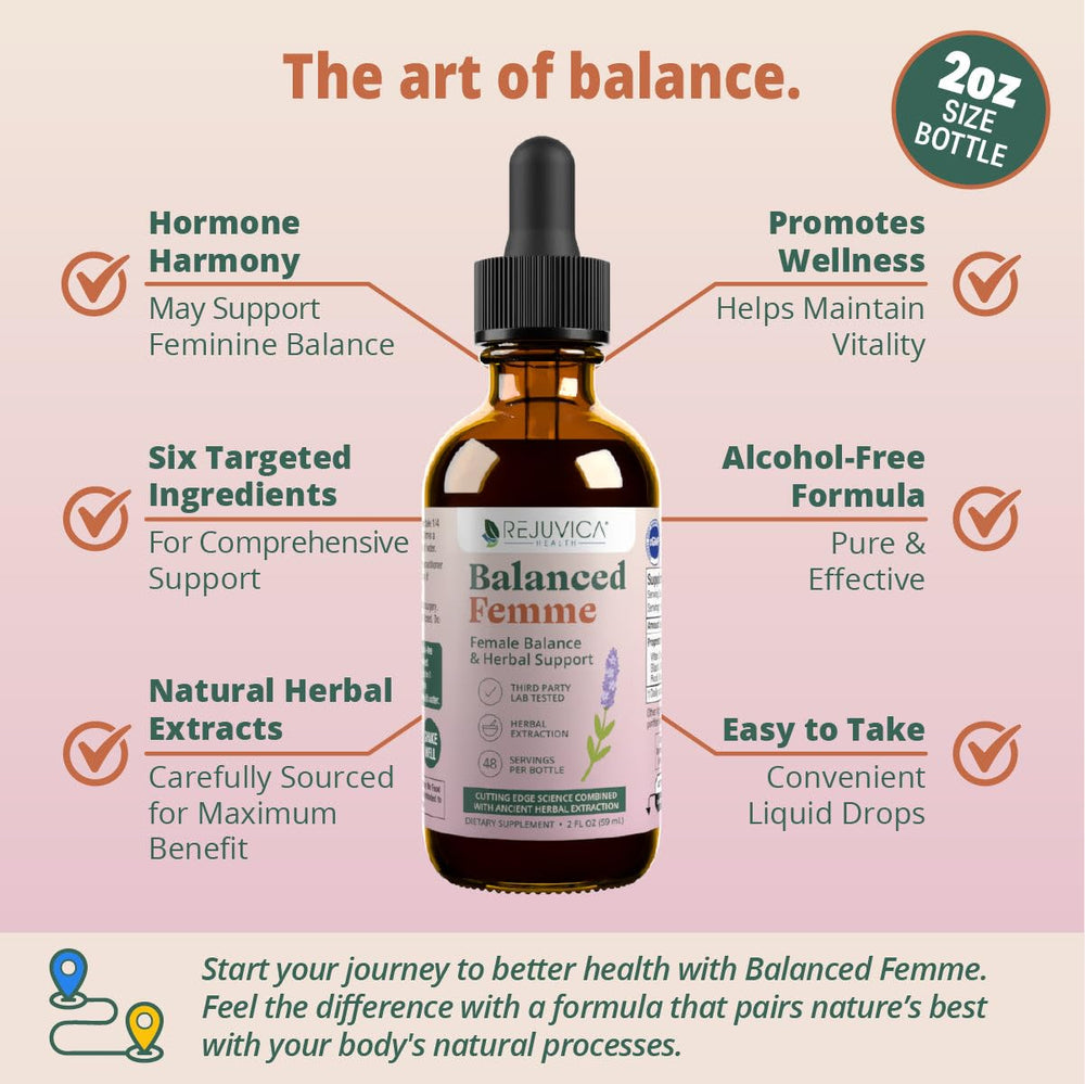 Rejuvica Health Balanced Femme dropper for precise, on-the-go balance dosing.