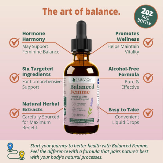 Rejuvica Health Balanced Femme dropper for precise, on-the-go balance dosing.