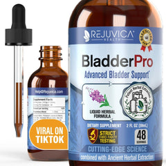 Rejuvica Health BladderPro bottle showing convenient liquid formula for bladder support