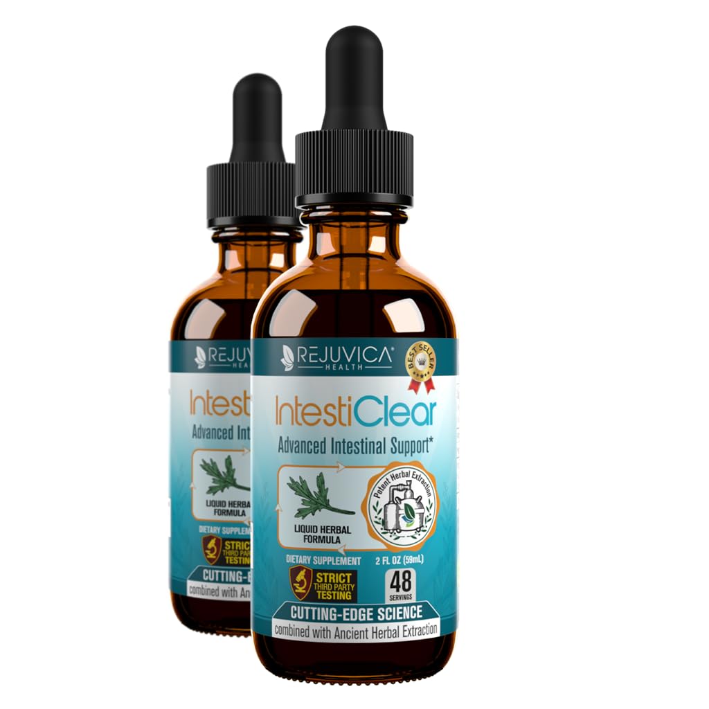 Rejuvica Health IntestiClear bottle with herbal tincture for digestive support