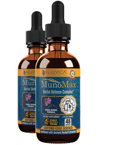 Rejuvica Health MunoMax bottle with dropper for easy on the go immune support