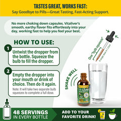Alcohol-free VitaLiver formula in a bottle, gentle extraction.