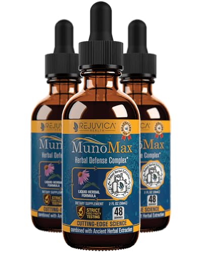 Rejuvica Health MunoMax bottle close-up for daily immune support.