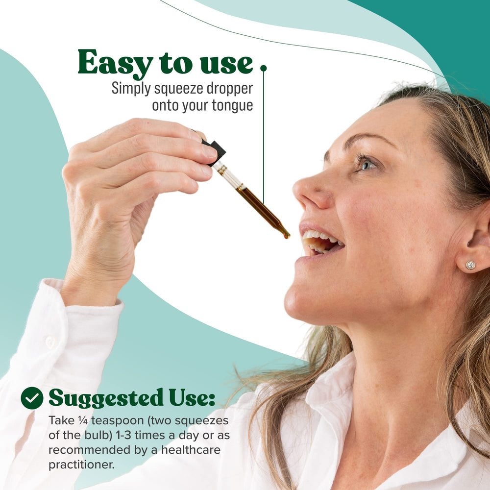 Rejuvica NatalNourish tincture bottle demonstrates ready-to-use drops for busy moms.