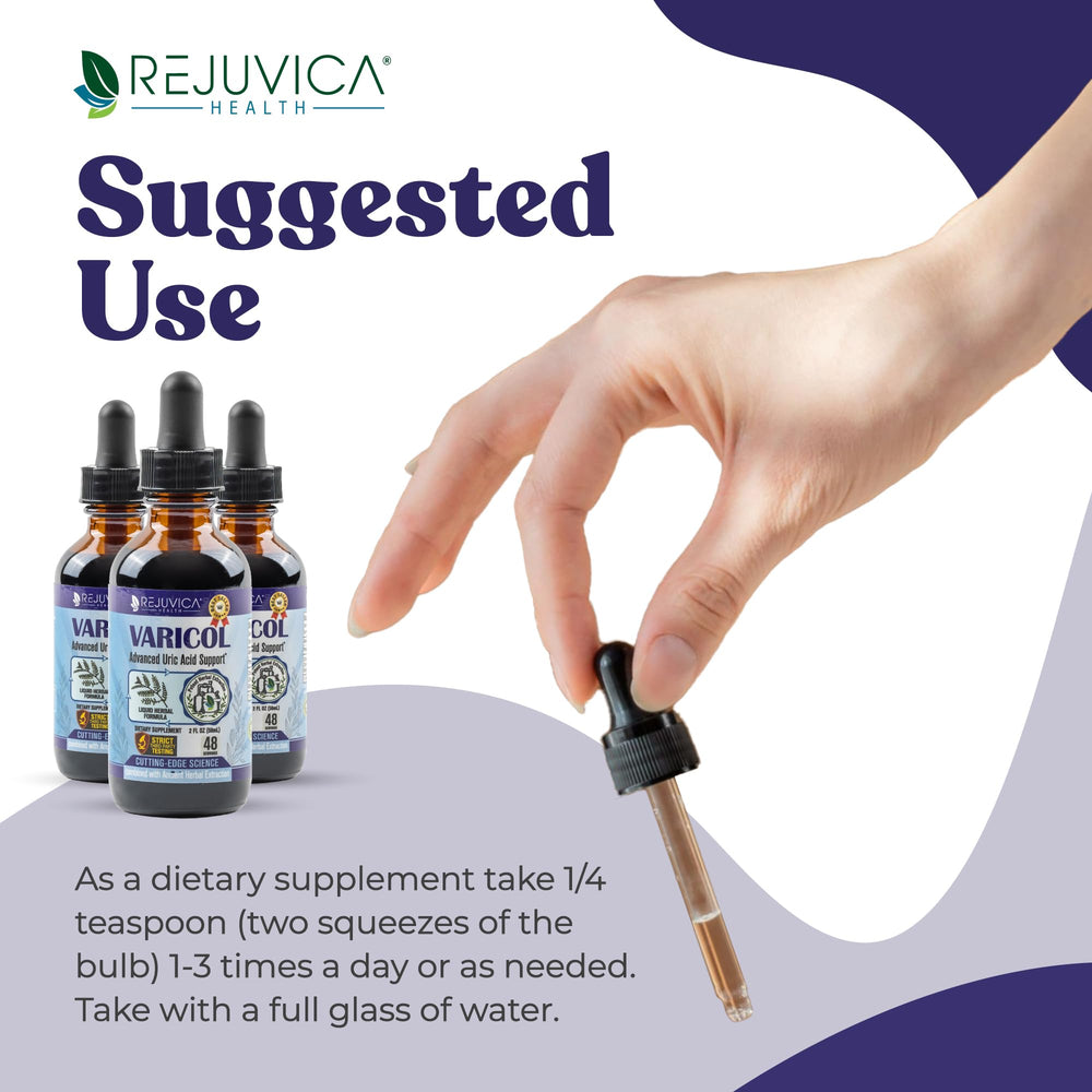 Rejuvica Varicol Chanca Piedra extract highlights plant-based uric balance support.