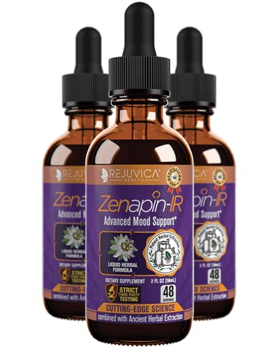 Rejuvica Health Zenapin-IR bottle front signaling natural mood support with herbal tincture.