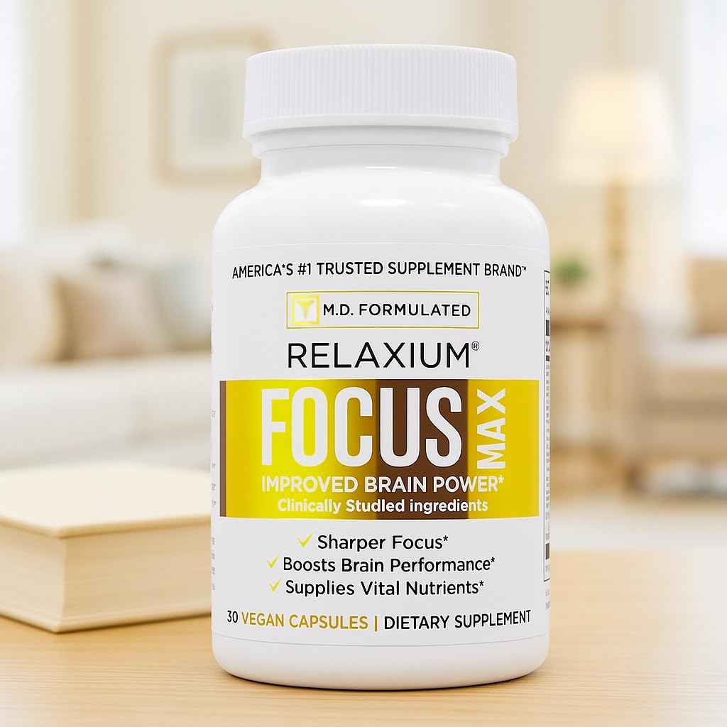 Relaxium FocusMax bottle with water for easy ingestion