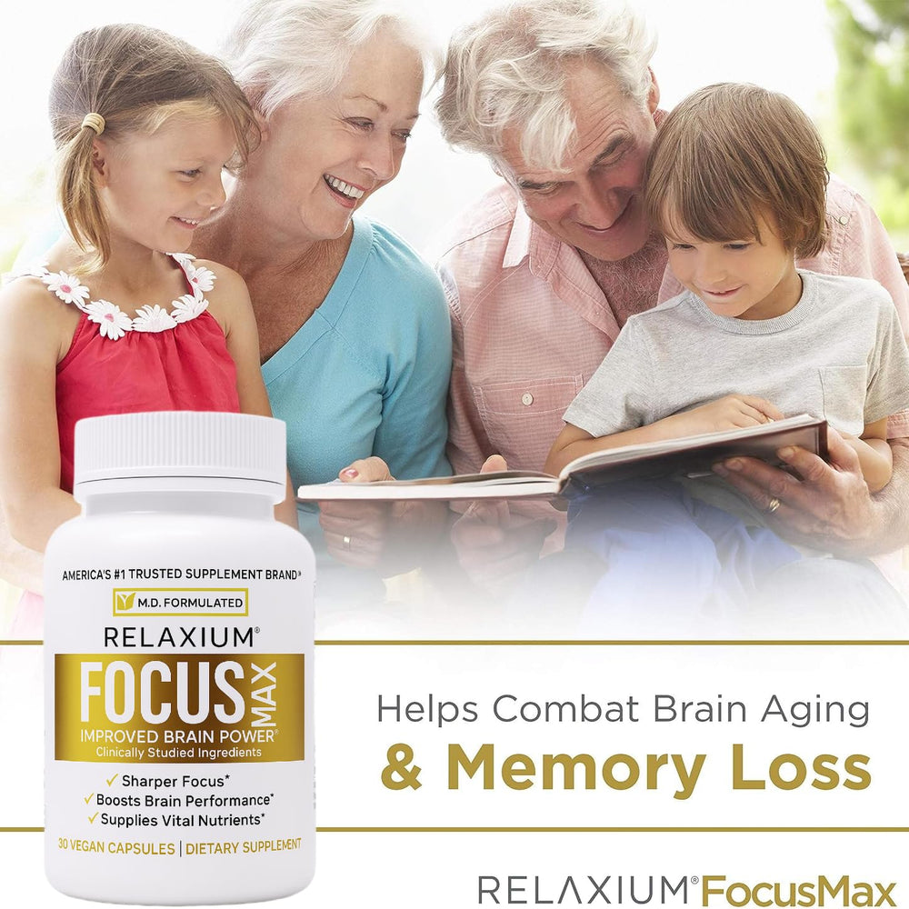 Relaxium FocusMax label detail highlighting USA-made quality