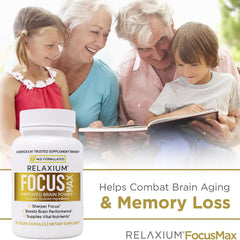 Relaxium FocusMax label detail highlighting USA-made quality