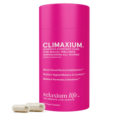 Relaxium Life bottle label highlighting extra strength wellness for daily balance.