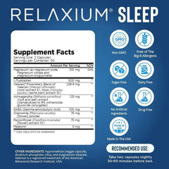 Relaxium Sleep Aid capsules close-up showing vegan formula for nightly rest