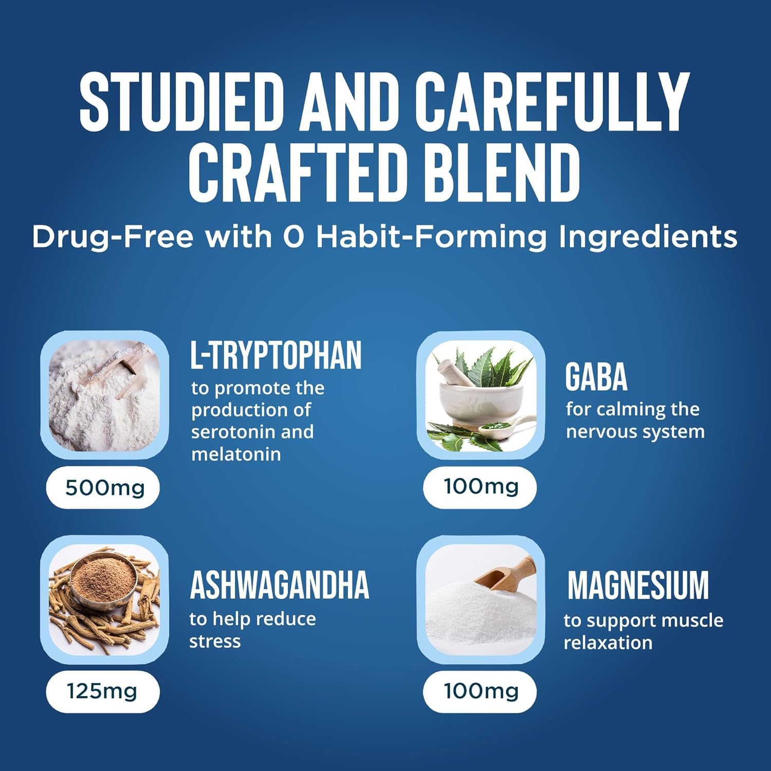 Relaxium Sleep Aid with melatonin image highlighting sleep-supporting ingredients