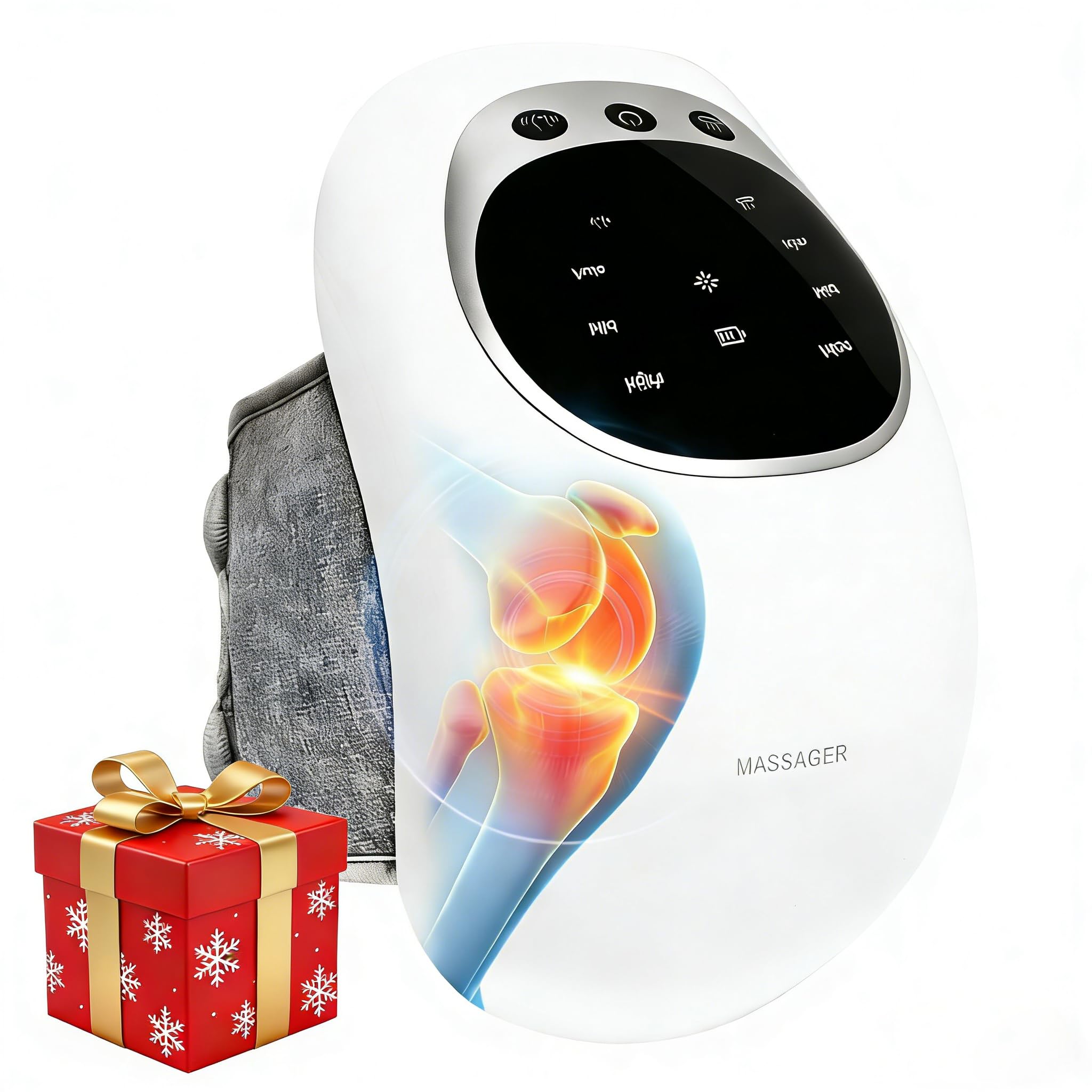 RELAXYO cordless knee massager with heat, front view, soothing post-activity relief
