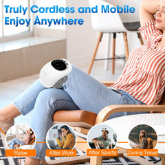 RELAXYO massager in use, lightweight and portable for travel