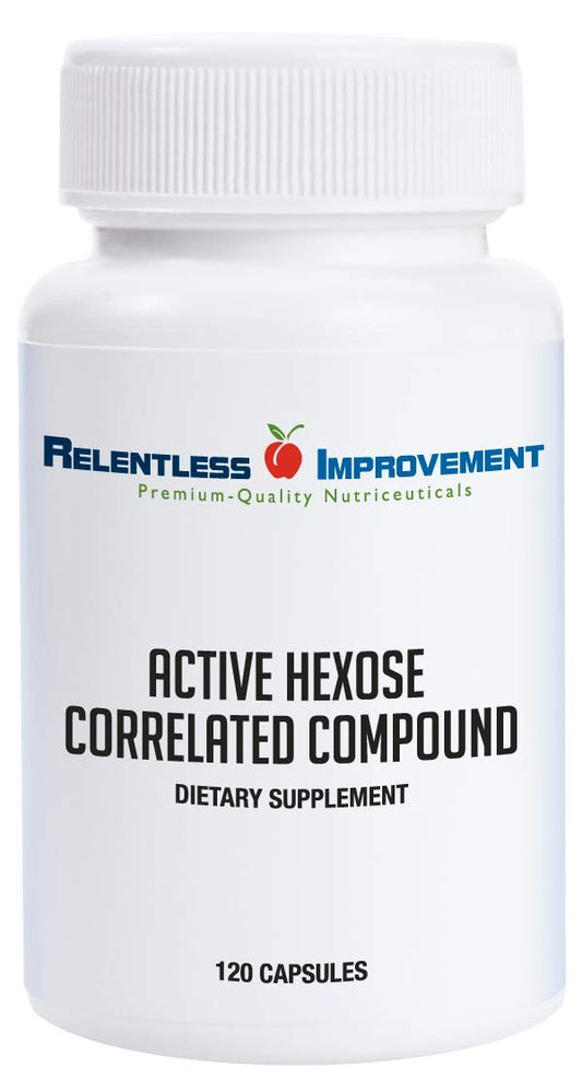 Relentless Improvement Active Hexose bottle: premium immune support for daily wellness.