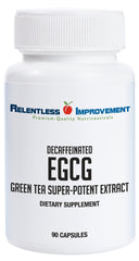 Relentless Improvement EGCG green tea extract bottle shows high potency for daily energy support
