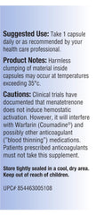 Relentless Improvement Vitamin K2 MK4 capsules lined up for easy daily dosing.