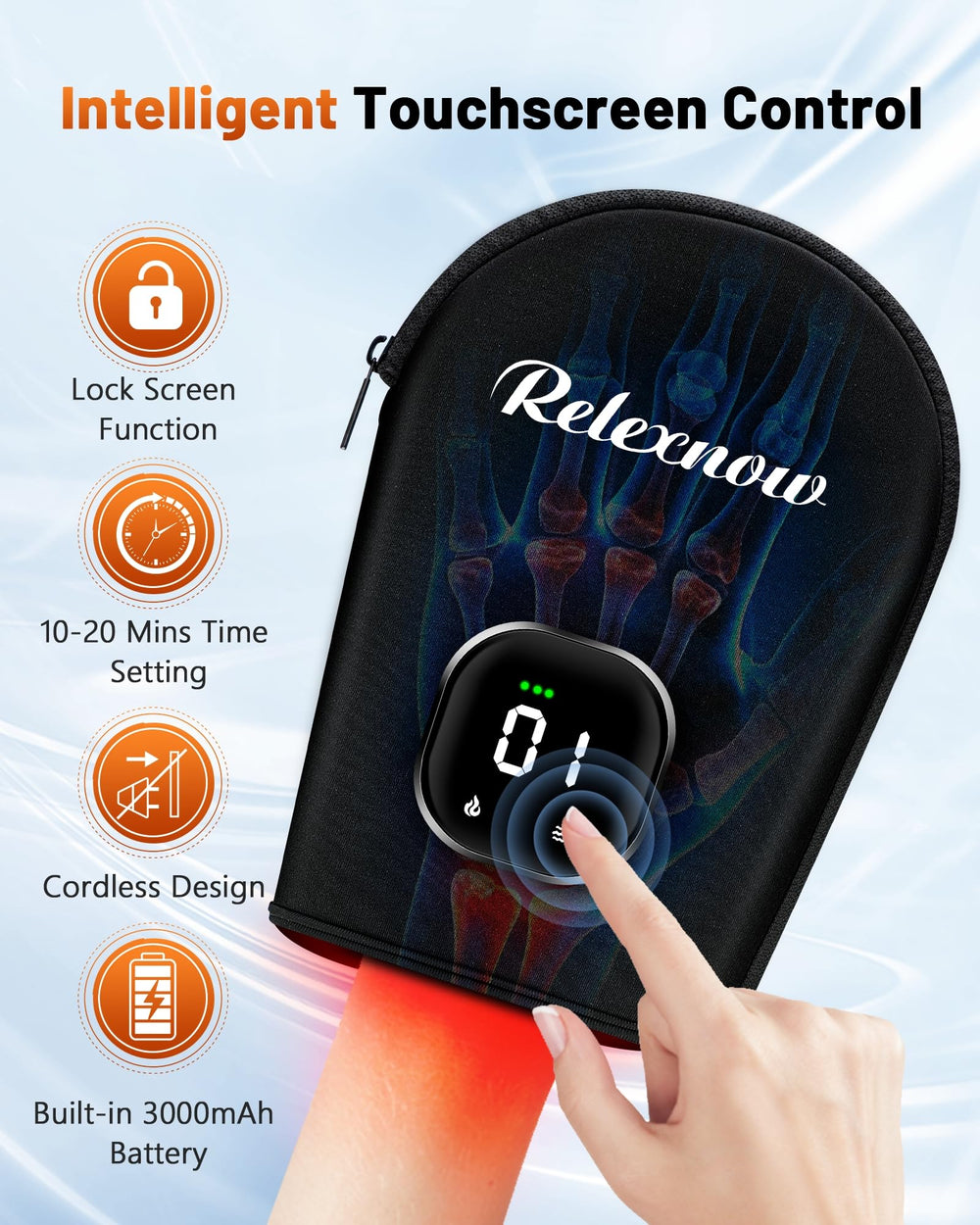 RELEXNOW glove beads closeup emphasizes 80 powerful dual-wavelength beads.