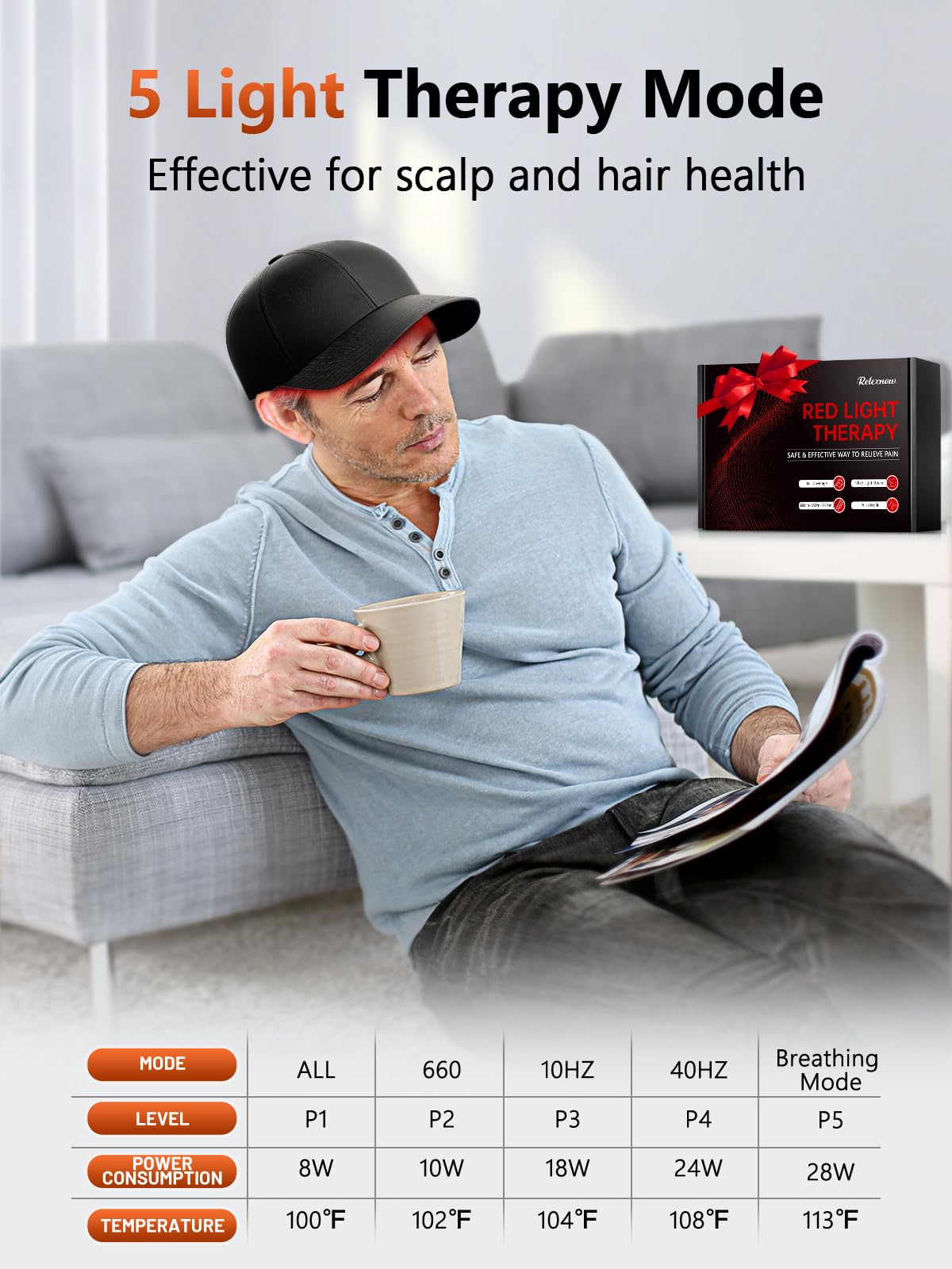 RELEXNOW hair growth cap back view highlighting lightweight comfort