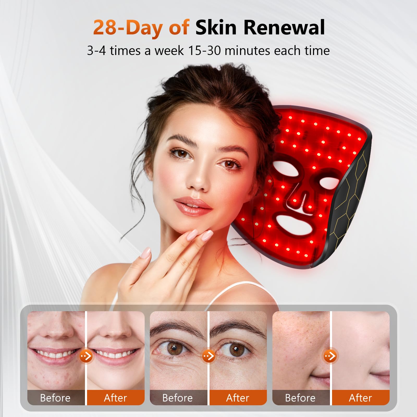 RELEXNOW LED mask close-up beads showing dense LED coverage.