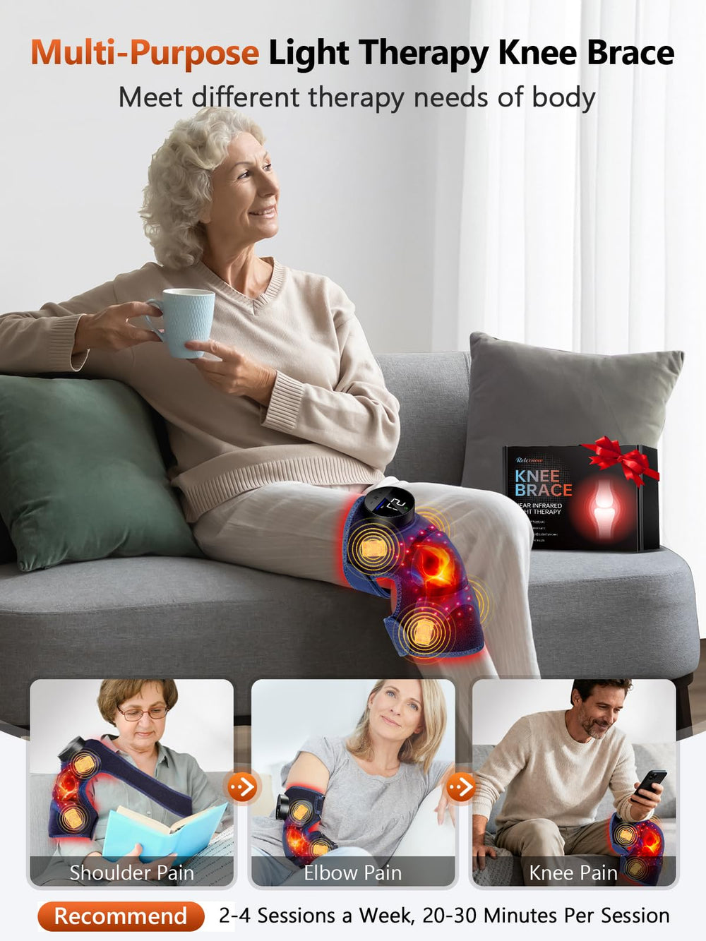 RELEXNOW near-infrared 850nm reaches deeper tissues for the knee area.