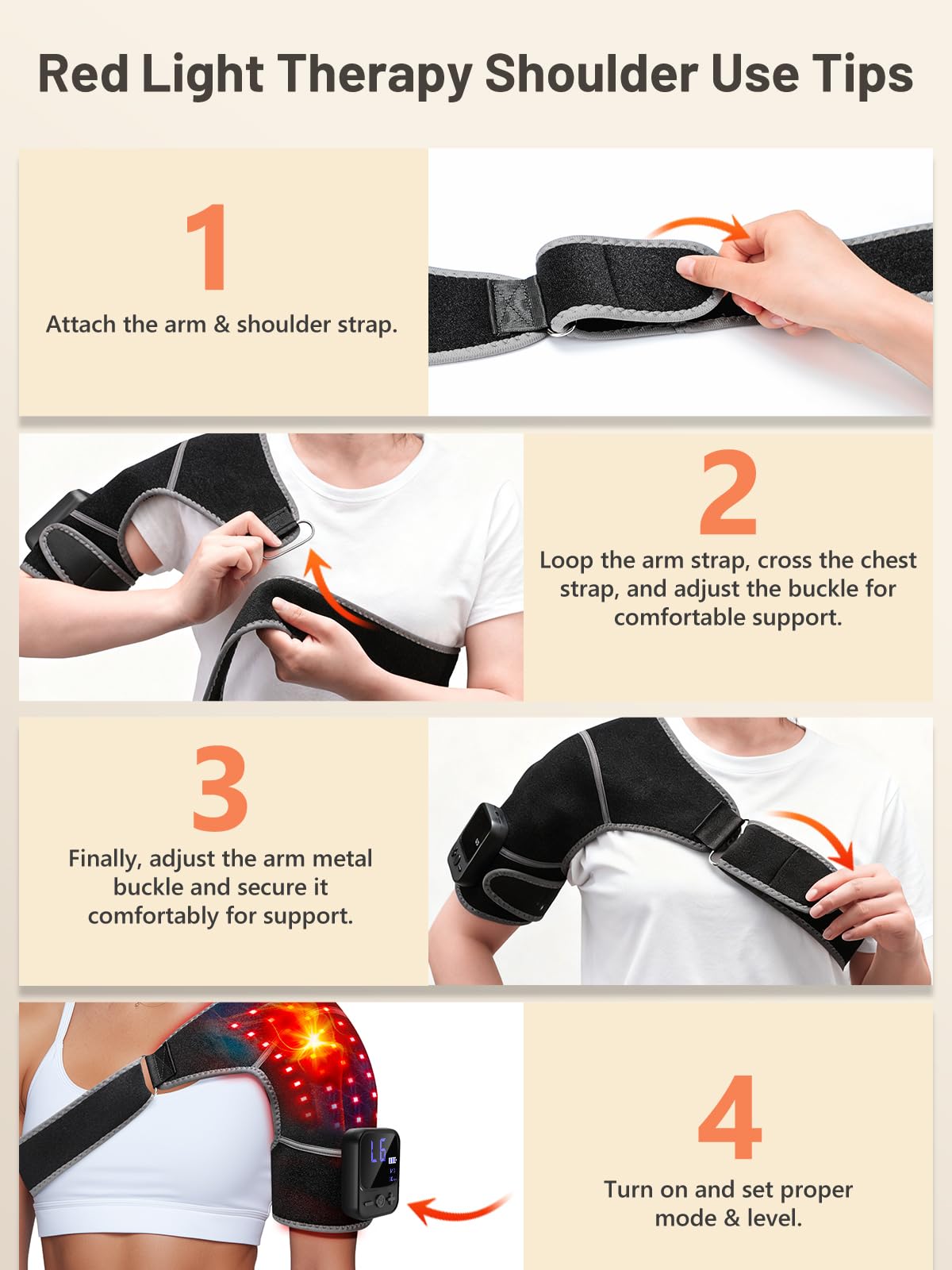RELEXNOW shoulder wrap control panel enables easy access to settings
