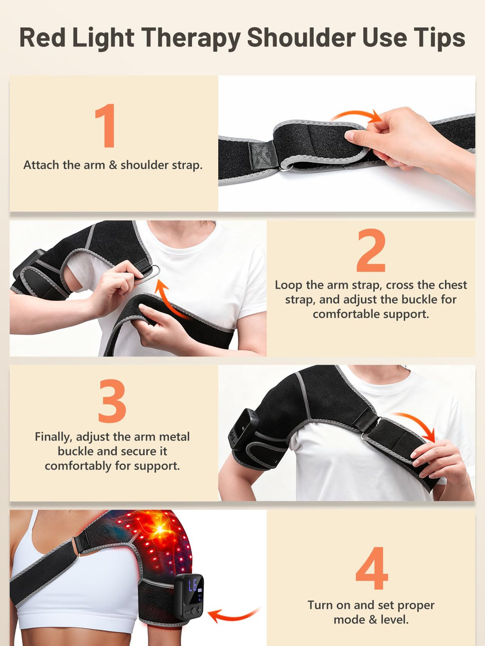 RELEXNOW shoulder wrap control panel enables easy access to settings
