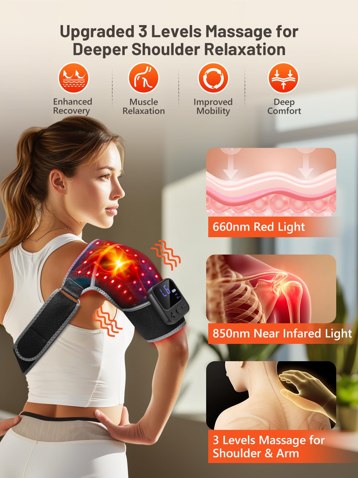RELEXNOW shoulder wrap wireless design enables freedom during runs or workouts