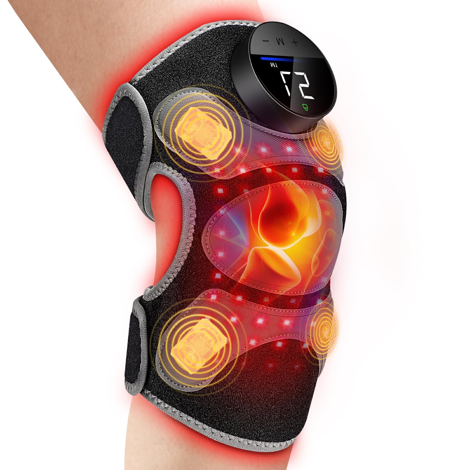 RELEXNOW Upgraded 2.0 knee brace front view with four massage zones for targeted knee relaxation