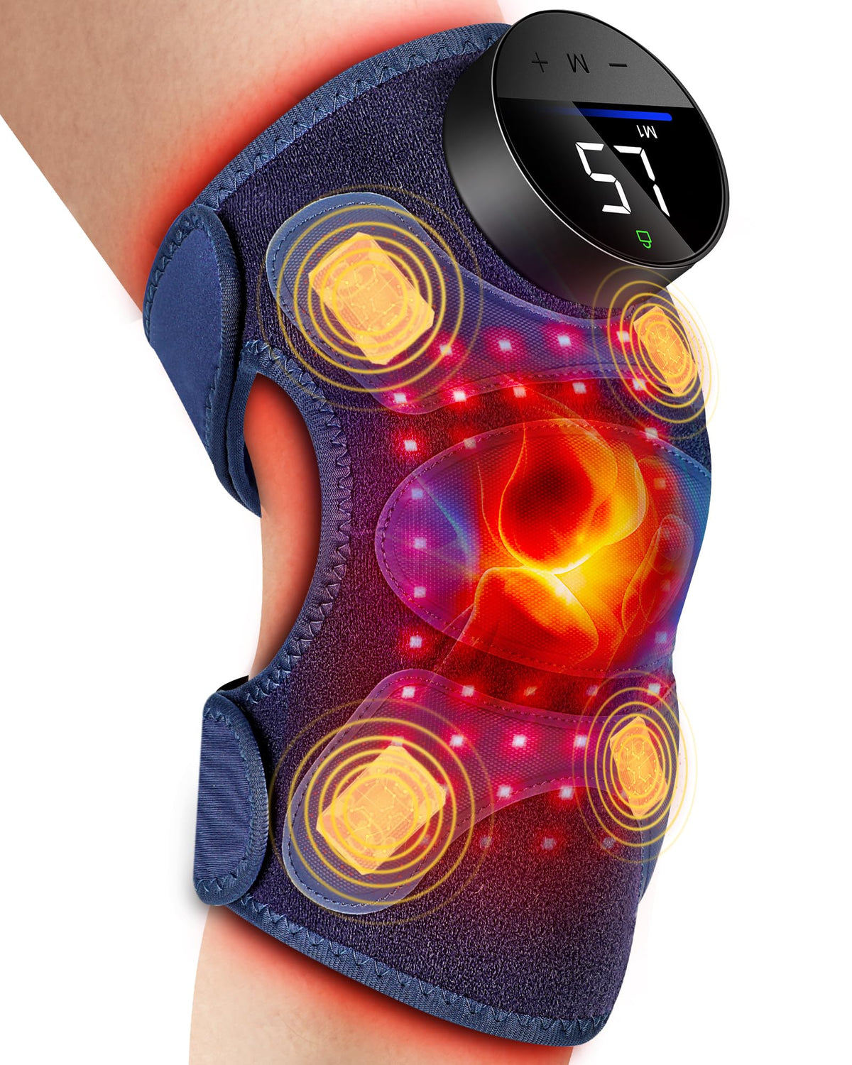 RELEXNOW Upgraded 2.0 knee brace front view shows four-zone massage for knee comfort.