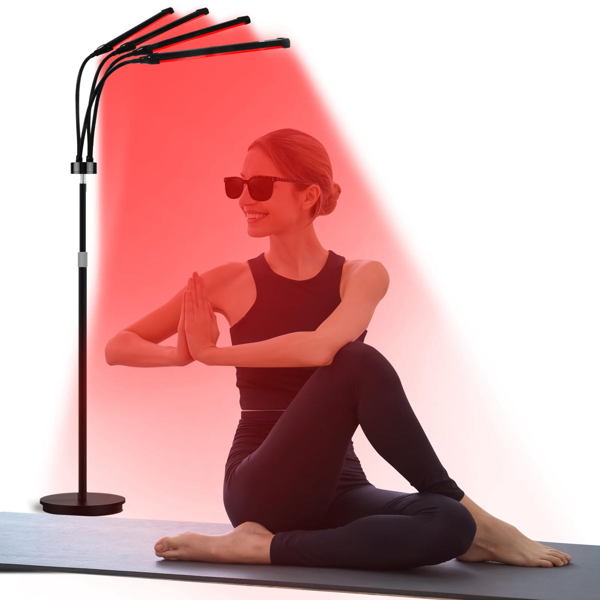 Relhafethy four-head floor red light lamp viewed from the front for even relaxation