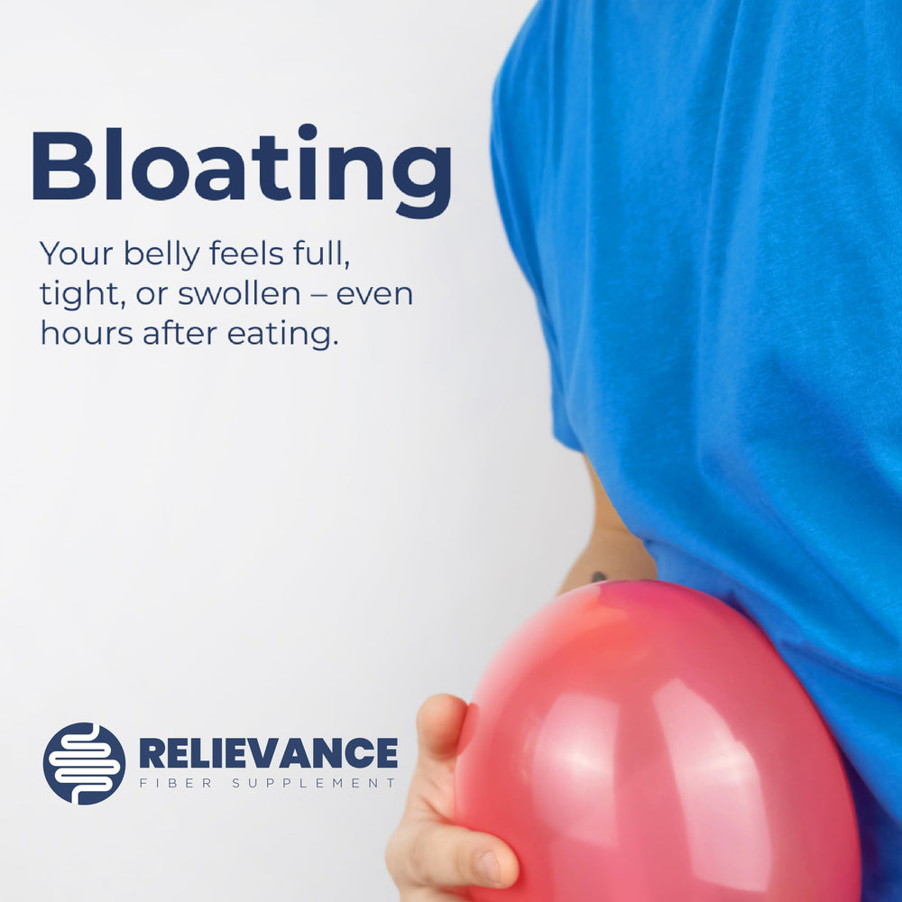 Pouring Relievance fiber blend into a glass for a simple daily routine.