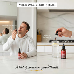 Relify Cavora glass shows quick hydration with cinnamon-berberine drops