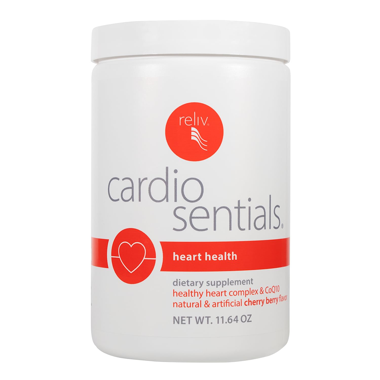 RELIV CardioSentials cherry-berry bottle with inviting flavor for daily wellness.