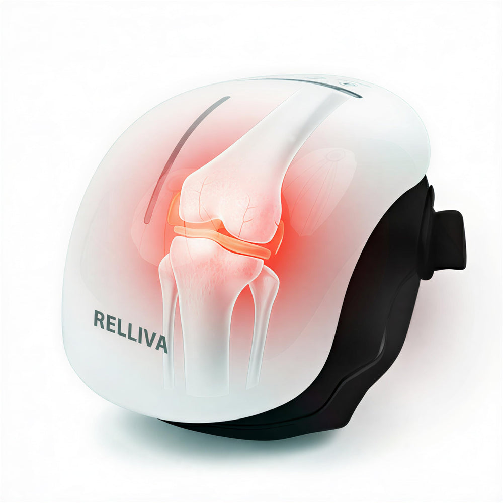 RELLIVA Knee Massager Pro+ front view, cordless design for on-the-go relief.