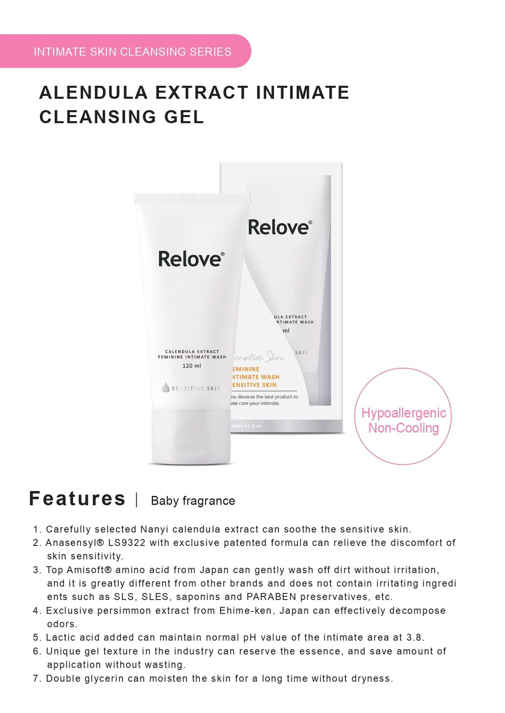 Relove Calendula Extract Feminine Wash supports gentle flora balance in intimate care