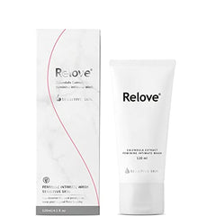 Relove Calendula Extract Feminine Wash pump usage showing easy, comfortable application