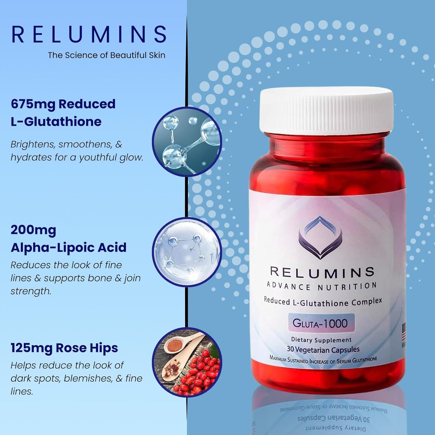 Relumins Vitamin C MAX bottle delivers plant-based vitamin C for immune support